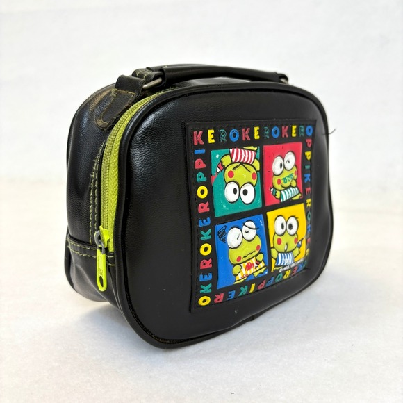 Sanrio Handbags - Rare VTG Sanrio Kerokero Keroppi Vintage Black Cosmetic Zipper Bag Pouch Kawaii